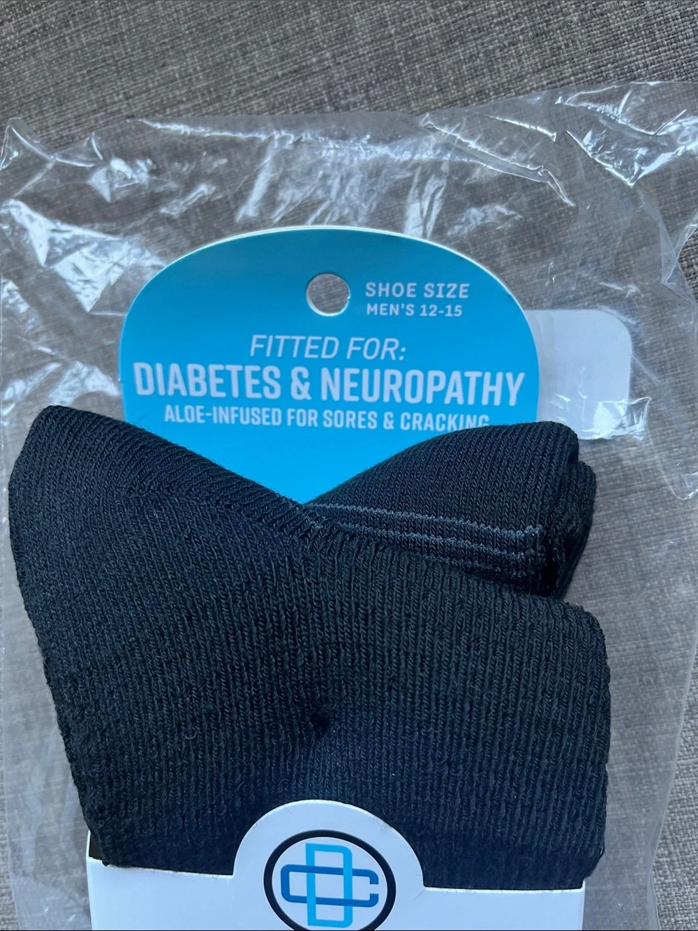 2 Pair Doctor's Choice Black Crew Socks for Diabetes & Neuropathy Copper Zinc